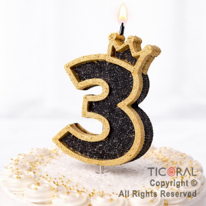 VELA NUMERO CORPOREO CON GIBRE ORO N.3 x 1